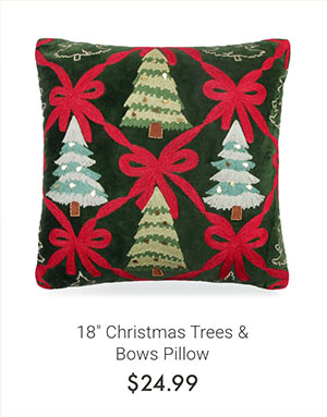 18" Christmas Trees & Bows Pillow