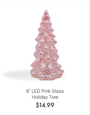 8" LED Pink Glass Holiday Tree