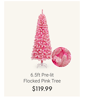 6.5ft Pre-lit Flocked Pink Tree