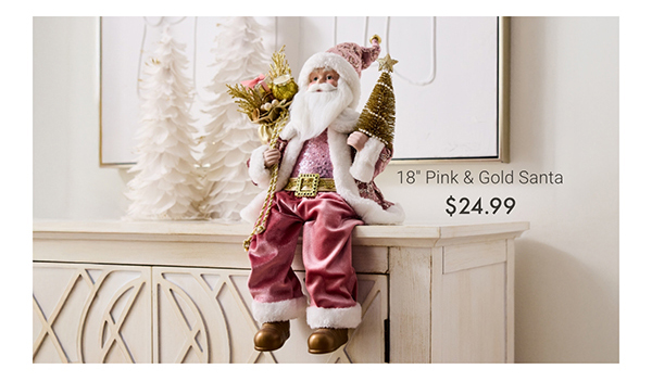 18" Pink & Gold Santa