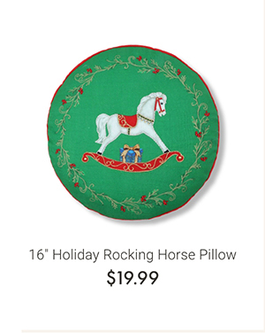 16" Holiday Rocking Horse Pillow