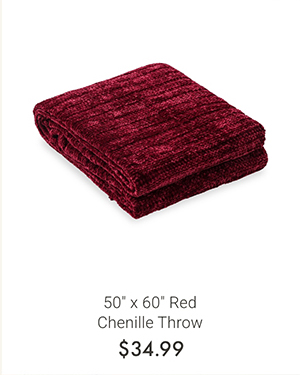 50" x 60" Red Chenille Throw