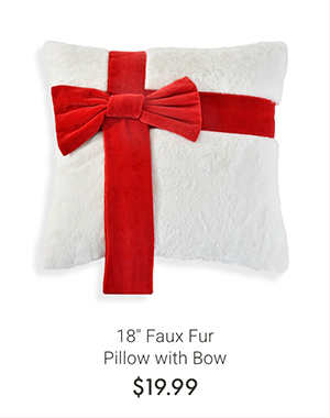 18" Faux Fur Pillow with Bow