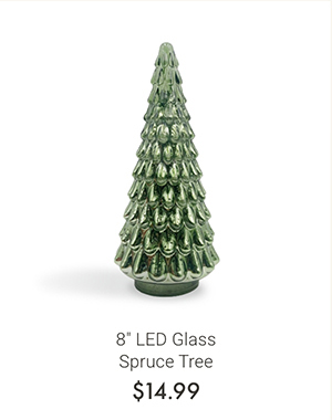 8" LED Glass Spruce Tree