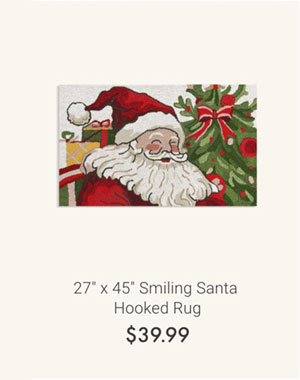27" x 45" Smiling Santa Hooked Rug