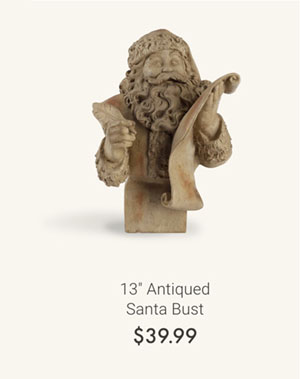 13" Antiqued Santa Bust