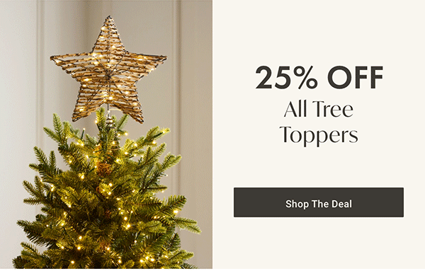 25% Off All Tree Toppers | Shop the Deal >