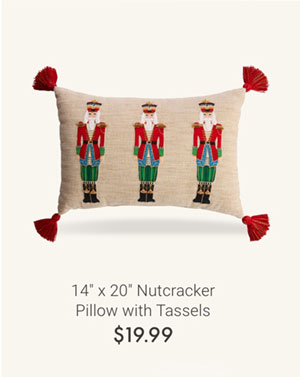 14" x 20" Nutcracker Pillow with Tassels