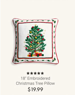 18" Embroidered Christmas Tree Pillow
