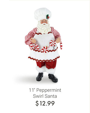 11" Peppermint Swirl Santa
