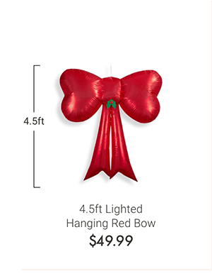 4.5ft Lighted Hanging Red Bow