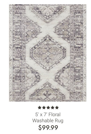 5' x 7' Floral Washable Rug