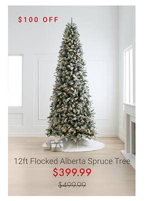 12ft Flocked Alberta Spruce Tree