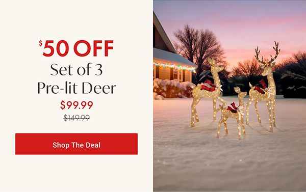 $50 Off Set of 3 Pre-lit Deer | Shop the Deal >