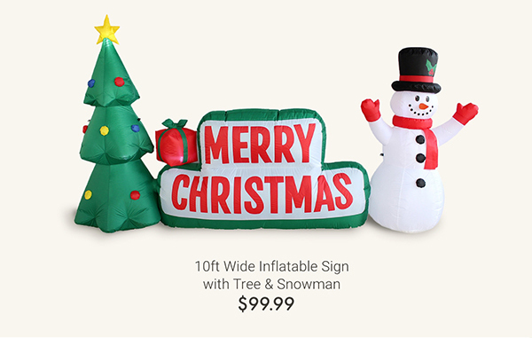 10ft Wide Inflatable Sign with Tree & Snowman