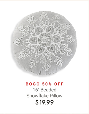 16" Beaded Snowflake Pillow