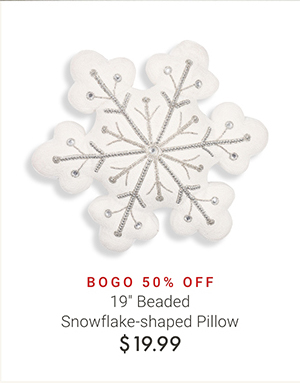 19" Beaded Snowflake-shaped Pillow