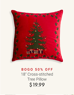 18" Cross-stitched Tree Pillow