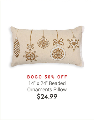 14" x 24" Beaded Ornaments Pillow
