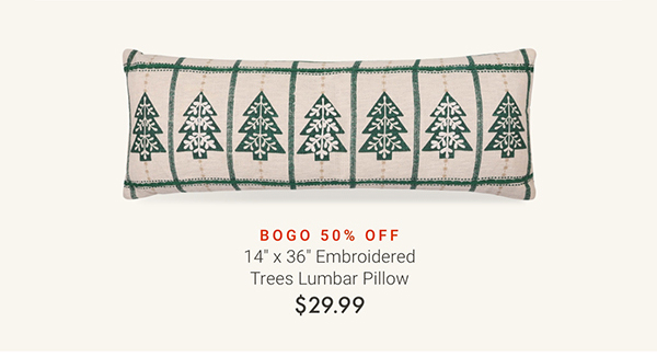 14" x 36" Embroidered Trees Lumbar Pillow