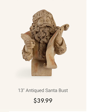 13" Antiqued Santa Bust