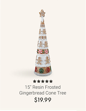 15" Resin Frosted Gingerbread Cone Tree