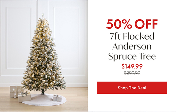 50% Off 7ft Flocked Anderson Spruce Tree | Shop the Deal >