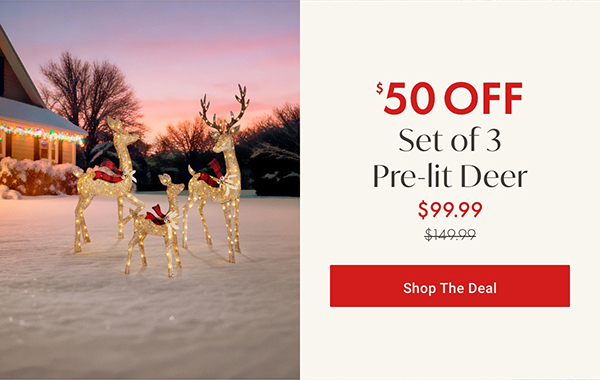 $50 Off Set of 3 Pre-lit Deer | Shop the Deal >