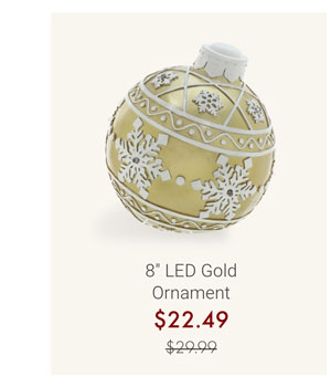 8" LED Gold Ornament