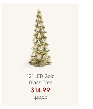 12" LED Gold Glass Tree