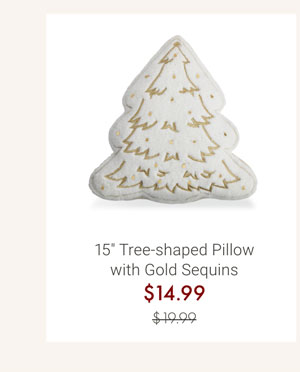 15" Tree-shaped Pillow with Gold Sequins