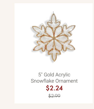5" Gold Acrylic Snowflake Ornament