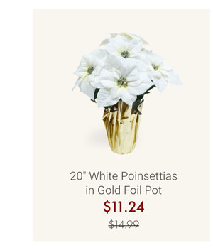20" White Poinsettias in Gold Foli Pot
