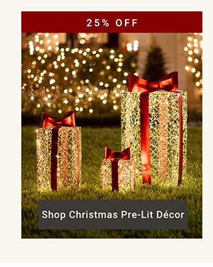 Shop Christmas Pre-Lit Décor >