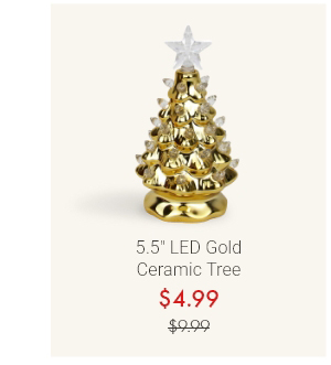 5.5" LED Gold Ceramic Tree