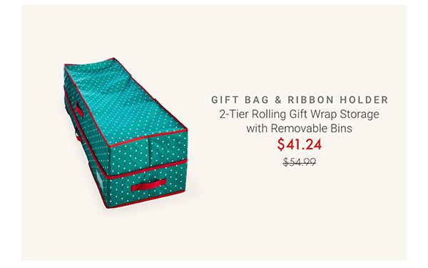2-Tier Rolling Gift Wrap Storage with Removable Bins