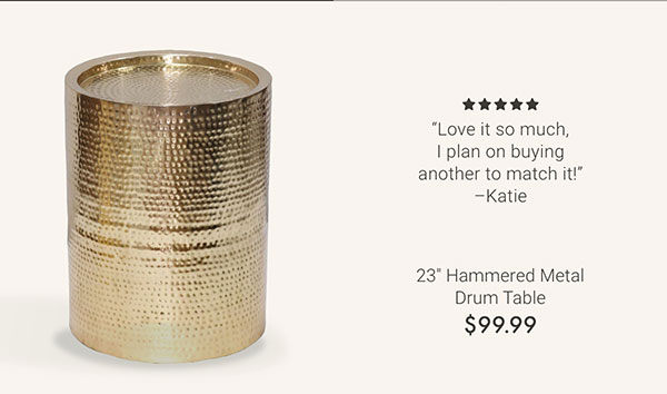 23" Hammered Metal Drum Table
