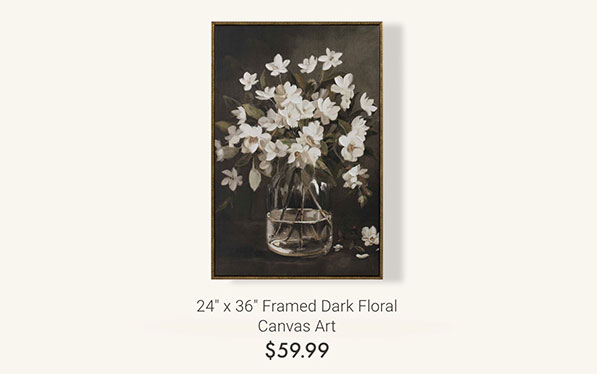 24" x 36" Framed Dark Floral Canvas Art