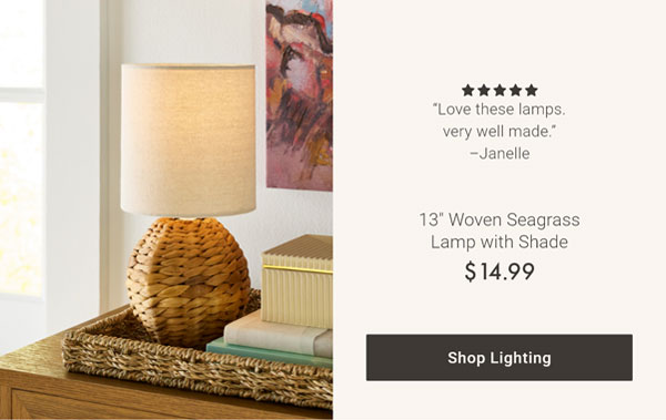 Shop Lighting - 12" Woven Seagrass Lamp with Shade