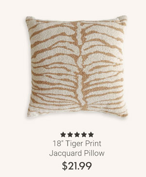 18" Tiger Print Jacquard Pillow