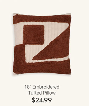18" Embroidered Tufted Pillow