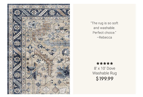 8' x 10' Dove Washable Rug