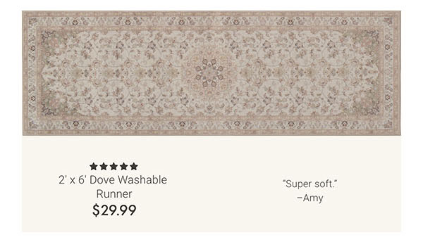 2' x 6' Dove Washable Runner