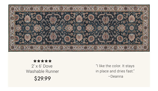 2' x 6' Dove Washable Runner