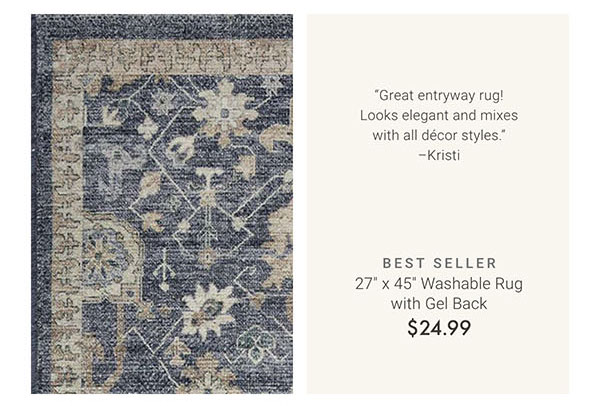 27" x 45" Washable Rug with Gel Back