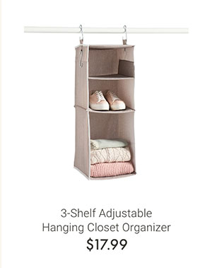 3-Shelf Adjustable Hanging Closet Organizer