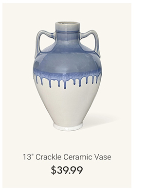 13" Crackle Ceramic Vase