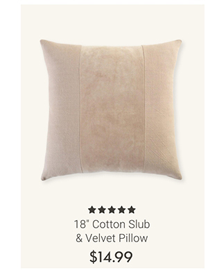 18" Cotton Slub & Velvet Pillow