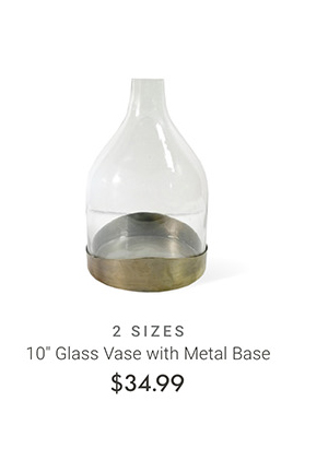 10" Glass Vase with Metal Base