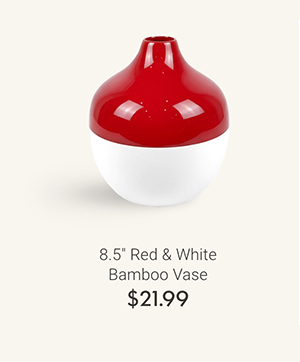 8.5" Red & White Bamboo Vase